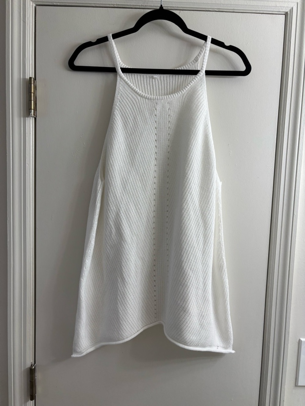 White Knit Halter Tank Top - Unbranded